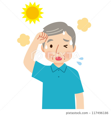 老年人在戶外出汗－中暑 117496186