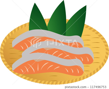 漏勺上的鮭魚插圖 117496753