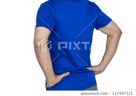 The man has back pain and bone pain. 117497121