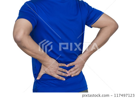 The man has back pain and bone pain. The man has back pain and bone pain. 117497123