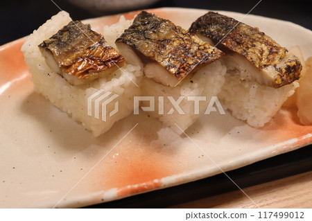 Mackerel sushi, mackerel, mackerel sushi, Japanese food, set meal, sushi, lunch 117499012