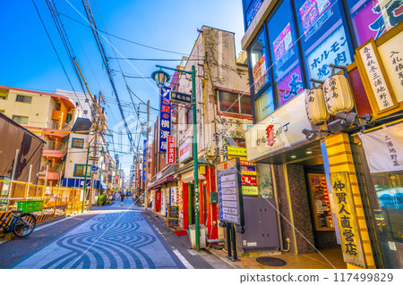 Yokohama cityscape in Japan: Sakuragicho Station, just outside the New South Exit, overlooking Noge-koji and Noge-yokocho Yokohama cityscape in Japan: Sakuragicho Station, just outside the New South Exit, overlooking Noge-koji and Noge-yokocho 117499829