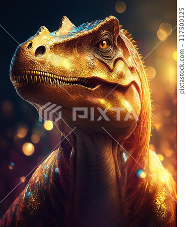 Golden glittering dinosaur 117500125