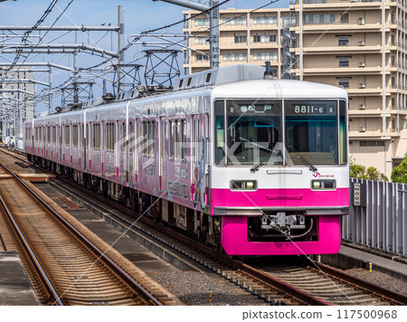 Shin-Keisei Electric Railway 8800 series train running on the Shin-Keisei Line Shin-Keisei Electric Railway 8800 series train running on the Shin-Keisei Line 117500968