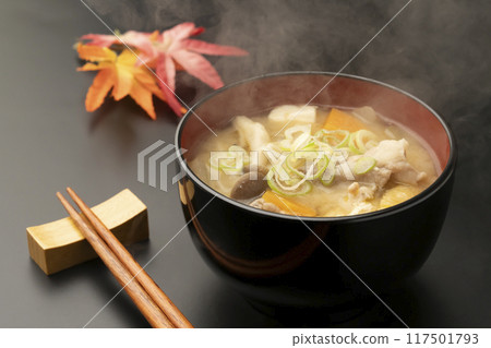 Pork miso soup Autumn leaves 117501793