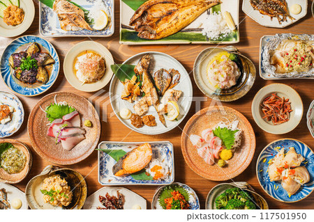 Various dishes at the izakaya 117501950