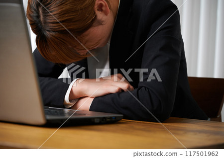 Depressed business woman, female, work Depressed business woman, female, work 117501962