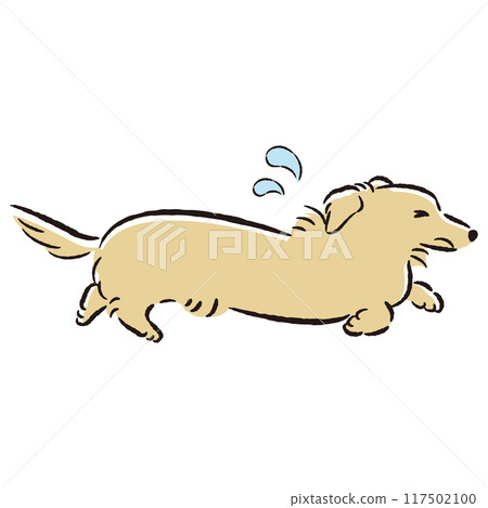 Illustration of a dog running away with a troubled expression Illustration of a dog running away with a troubled expression 117502100