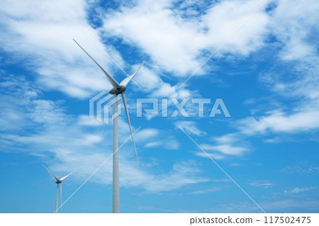 Wind power generation facility in Minamisoma City (wind turbines) (summer, August) 117502475
