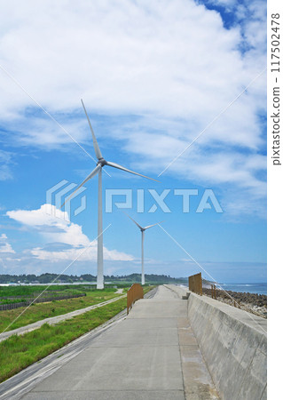 Wind power generation facility in Minamisoma City (wind turbines) (summer, August) 117502478