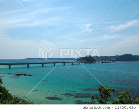 Superb view of Tsunoshima Bridge in Shimonoseki City 117503430