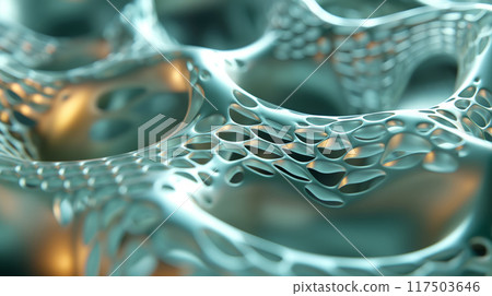 Intricate 3D Abstract Teal Mesh with Dynamic Lighting Effects 117503646