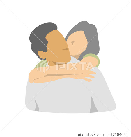 woman holding his boyfriedn from his back illustration vector isolated on white background 117504051