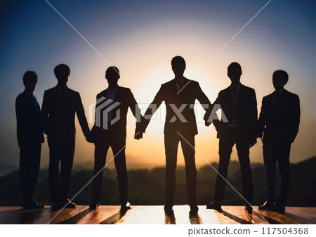 Business team and dawn landscape Business team and dawn landscape 117504368