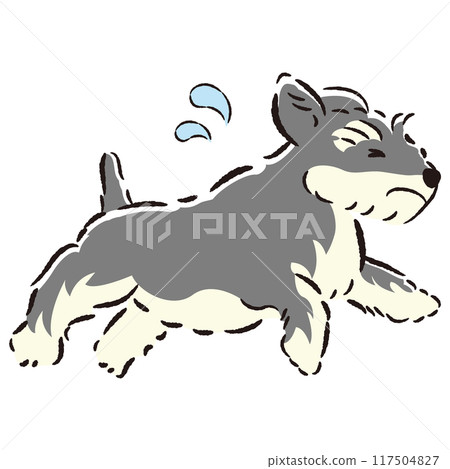 Illustration of a dog running away with a troubled expression Illustration of a dog running away with a troubled expression 117504827
