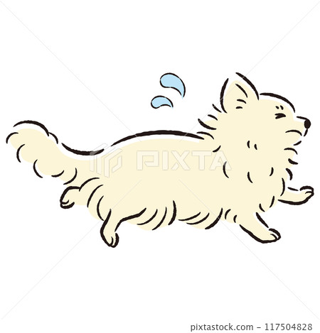 一隻狗帶著困擾的表情逃跑的插圖 一隻狗帶著困擾的表情逃跑的插圖 117504828