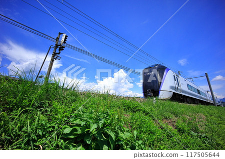Summer sky and the Fuji Express 117505644