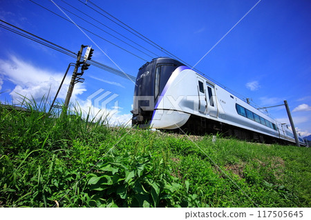 Summer sky and the Fuji Express 117505645