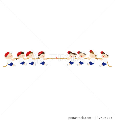 孩子們玩拔河的插畫 117505743