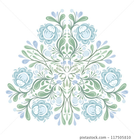 Vector decorative illustration of floral mandala isolated on white background. Ornate floral circle clip art with foliage Vector decorative illustration of floral mandala isolated on white background. Ornate floral circle clip art with foliage 117505810
