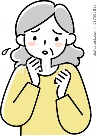 Upper body of a senior woman with a troubled expression Upper body of a senior woman with a troubled expression 117505813