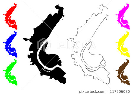 Volgograd City (Russian Federation, Russia) map vector illustration, scribble sketch City of Stalingrad (Tsaritsyn) map 117506080