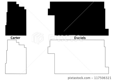 Carter and Daniels County, Montana (U.S. county, United States of America, USA, U.S., US) map vector illustration, scribble sketch map 117506321