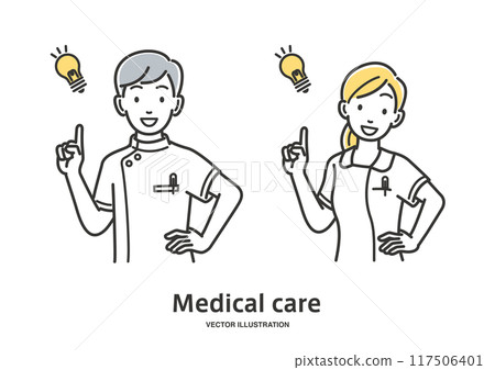 Male and female nurses with ideas Male and female nurses with ideas 117506401
