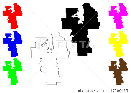 Lake County, Montana (U.S. county, United States of America, USA, U.S., US) map vector illustration, scribble sketch Lake map 117506485
