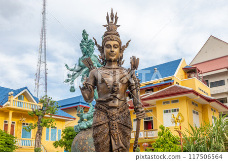 The Guardian Deities of Four Parts of Earth in Wat Intharawihan Temple, focus selective 117506564