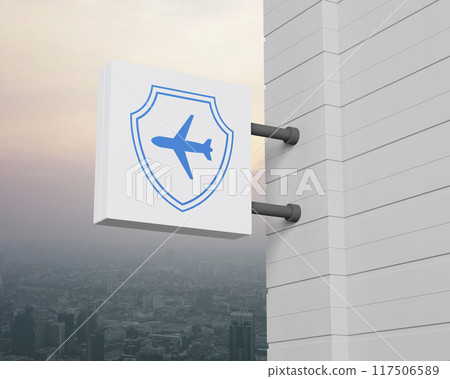 Business travel insurance and safety concept, 3D rendering 117506589