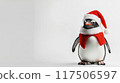 Cute Penguin in Santa Costume on White Background  117506597