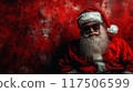 Cool Santa with sunglasses in front of red wall 117506599