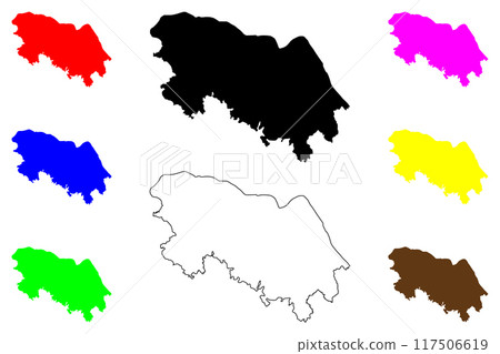 Bueng Kan Province (Kingdom of Thailand, Siam, Provinces of Thailand) map vector illustration, scribble sketch Bung Kan map 117506619