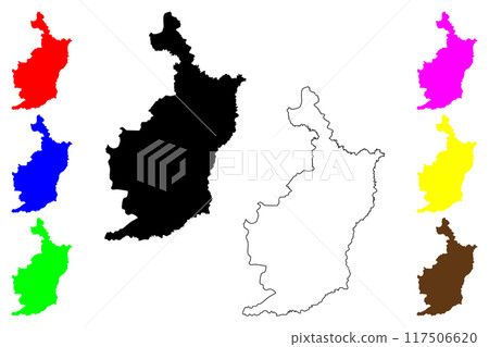 Buriram Province (Kingdom of Thailand, Siam, Provinces of Thailand) map vector illustration, scribble sketch Buriram map Buriram Province (Kingdom of Thailand, Siam, Provinces of Thailand) map vector illustration, scribble sketch Buriram map 117506620