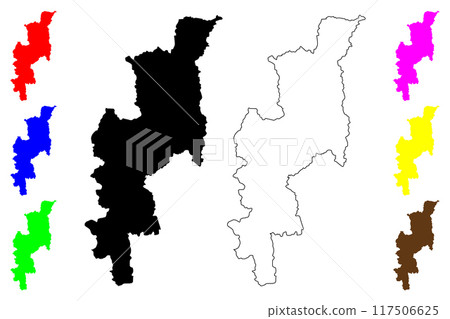 Chiang Mai Province (Kingdom of Thailand, Siam, Provinces of Thailand) map vector illustration, scribble sketch Jiang Hai map Chiang Mai Province (Kingdom of Thailand, Siam, Provinces of Thailand) map vector illustration, scribble sketch Jiang Hai map 117506625