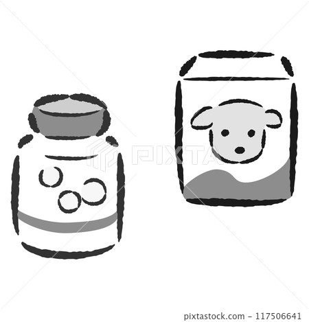 Simple hand-drawn illustration set of dog supplements 117506641