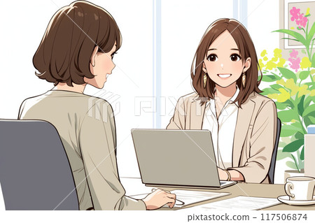 Two businesswomen having a fun meeting_3 117506874