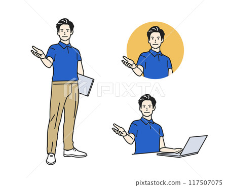 Guiding man _ standing in polo shirt 117507075