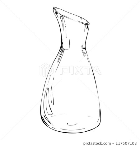 Hand drawn vector pen ink, transparent glass vase jar jug bottle aromatherapy diffusor perfume. Single element isolated illustration for wedding, cards, spa, florist shop, cafe restaurant, commerce. 117507108