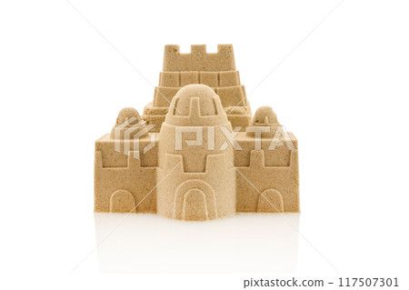 Sandcastle Sculpture on white background Sandcastle Sculpture on white background 117507301