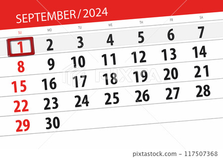 Calendar 2024, deadline, day, month, page, organizer, date, September, sunday, number 1 117507368