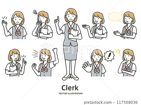 Variation illustration set of female office workers Variation illustration set of female office workers 117508036