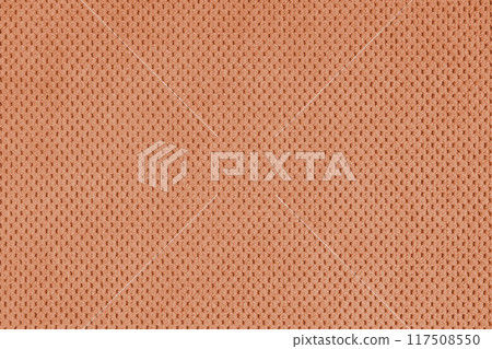 Plain orange velour upholstery fabric, fleecy jacquard with pattern weave texture background Plain orange velour upholstery fabric, fleecy jacquard with pattern weave texture background 117508550