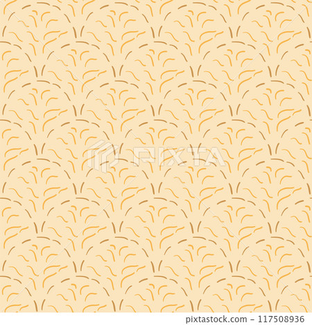 Scallop abstract seamless pattern. Beige lines repeat background. Vector hand drawn flat illustration. Scallop abstract seamless pattern. Beige lines repeat background. Vector hand drawn flat illustration. 117508936