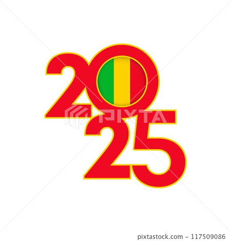 2025 banner with Mali flag inside. Vector illustration. 117509086