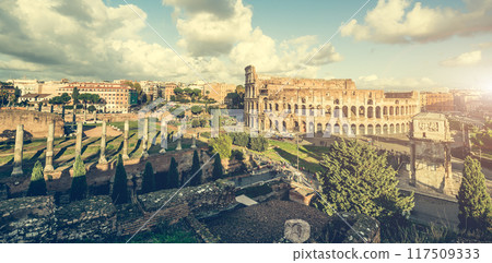 Ancient columns near the Coliseum Ancient columns near the Coliseum 117509333