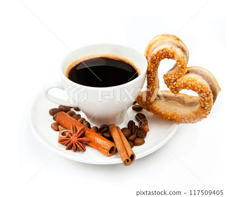 cookies and cup of coffee cookies and cup of coffee 117509405