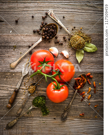 fresh tomatoes and spices fresh tomatoes and spices 117509459