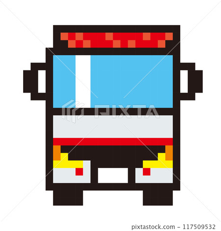 以 8 位元繪製的汽車像素藝術圖示救護車插圖前視圖 以 8 位元繪製的汽車像素藝術圖示救護車插圖前視圖 117509532